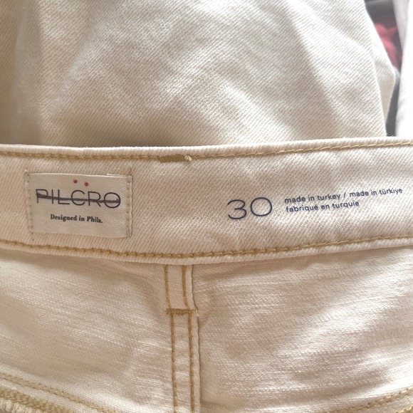 PILCRO Anthropologie Seamed Wide Leg Jeans Cream Size 30 NWOT - Picture 4 of 10